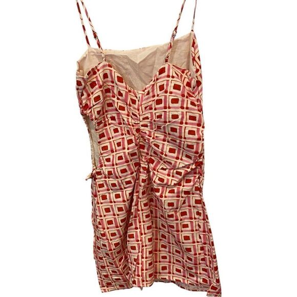 Zara Womens Mini Dress 2XL Red White Geometric Cut Out Square Neck NWOT - Picture 4 of 7